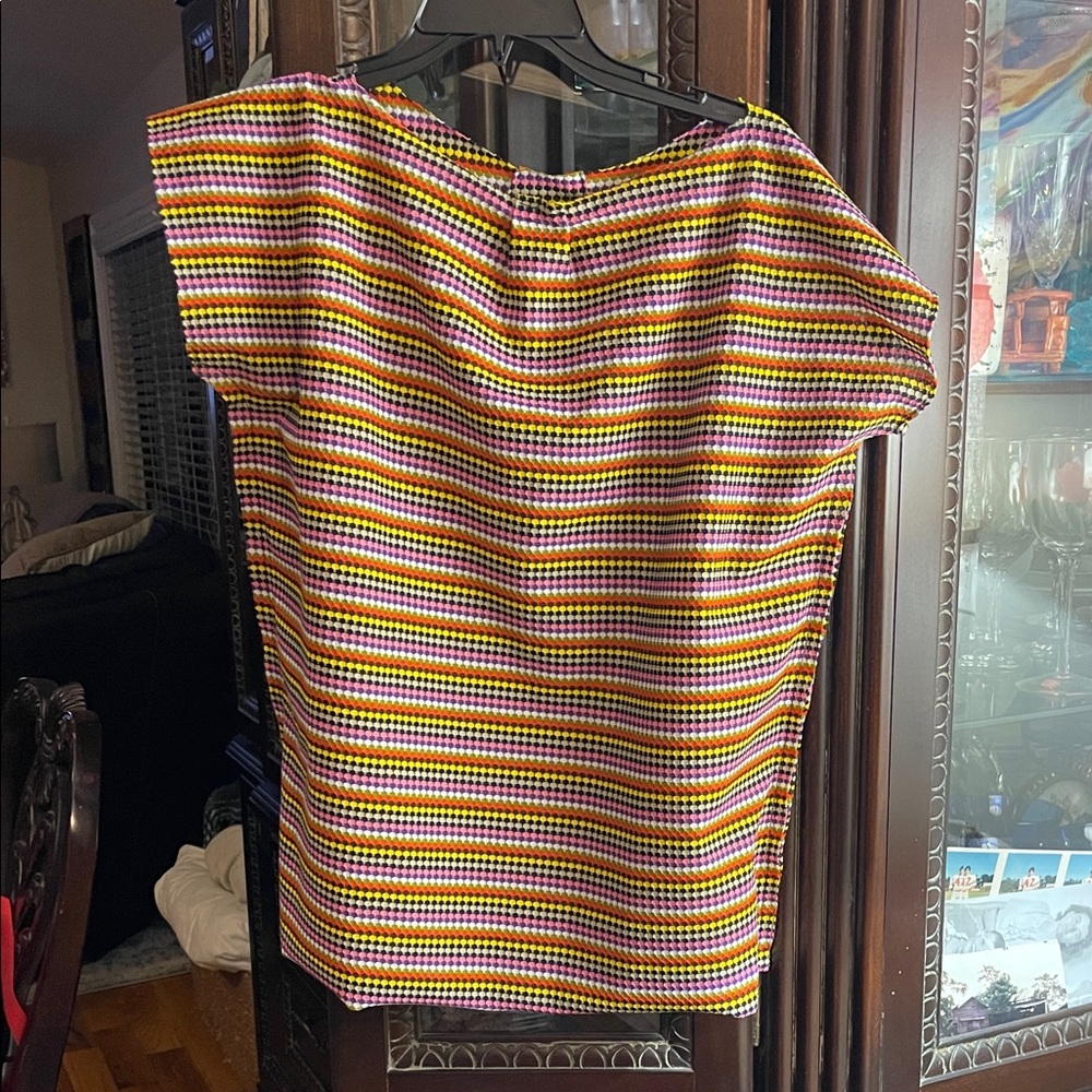 East River trading  custom made one of a kind Colorful Striped Women's Blouse